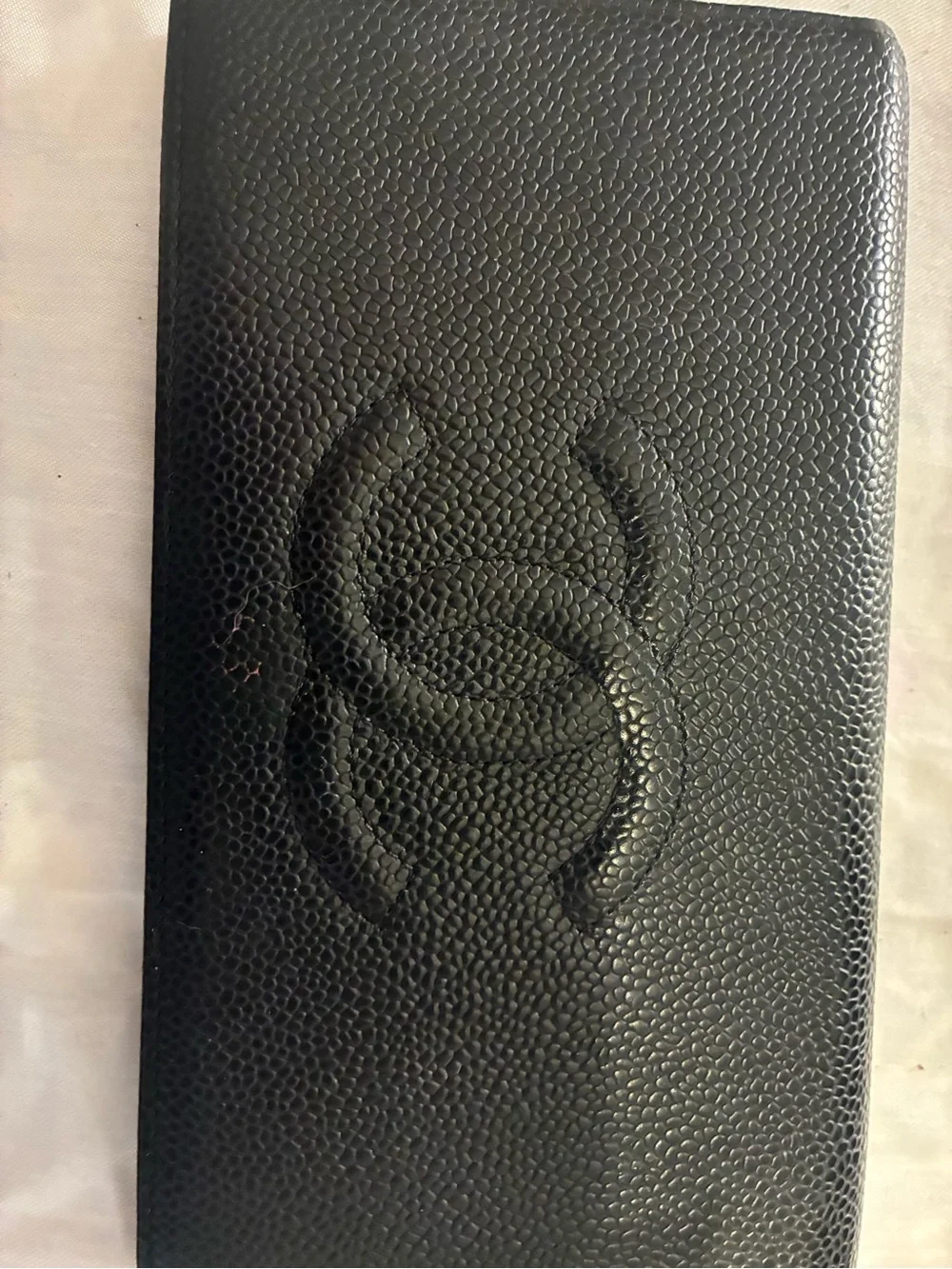 CHANEL Black  Caviar Leather Long Wallet